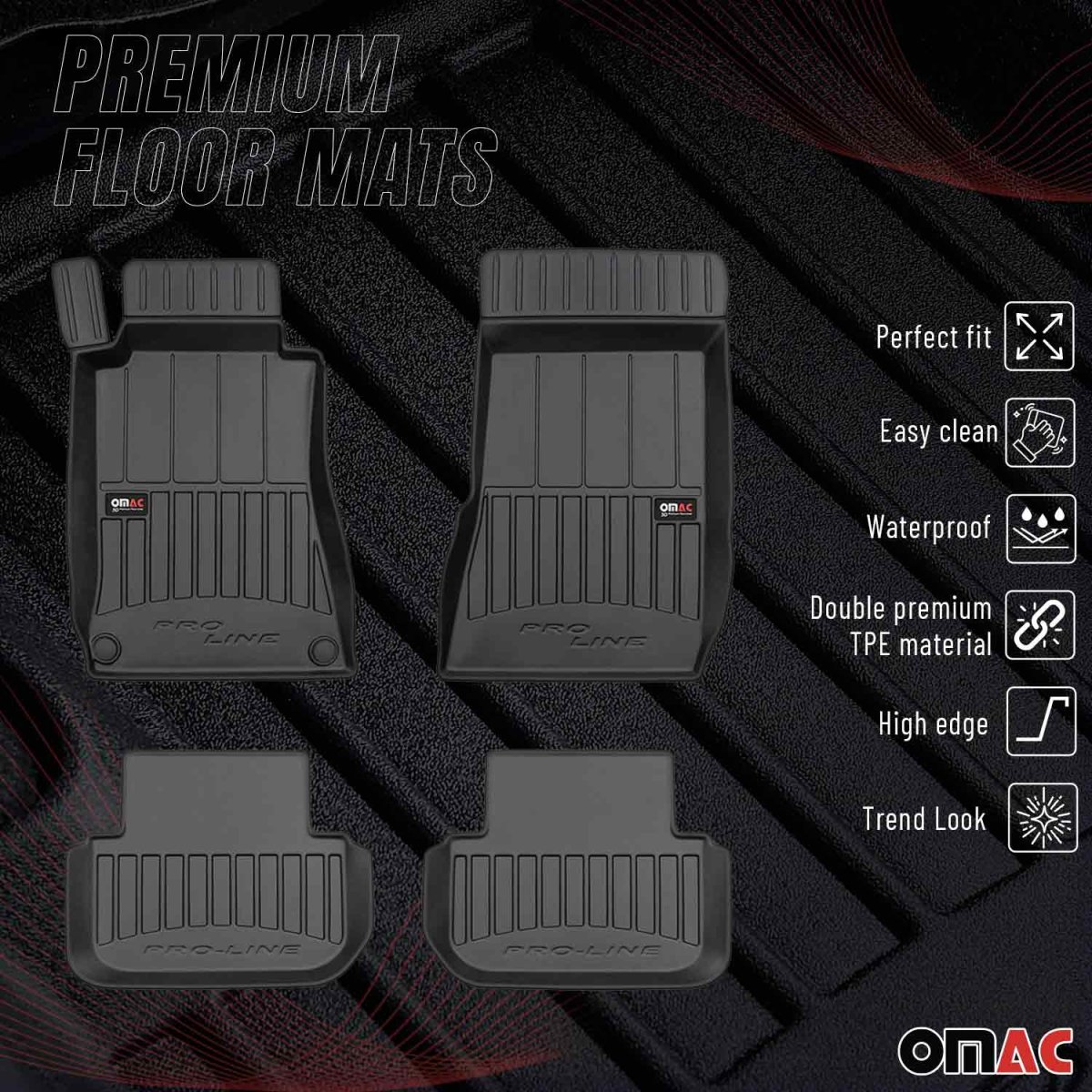 Mercedes CLK Floor Mat - Omac - Proline TPE Premium - Black - '02-'10